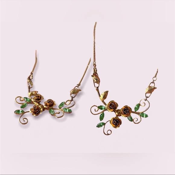 Bond Boyd Crystal Necklace Sterling Silver Vintage Green Floral - Picture 4 of 7